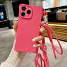 For iPhone 11 Pro Max Crossbody Liquid TPU Four Corner Shockproof Phone Case(Rose Red) - 1