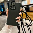 For iPhone 15 Pro Max Crossbody Liquid TPU Four Corner Shockproof Phone Case(Black) - 1