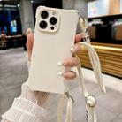 For iPhone 15 Pro Max Crossbody Liquid TPU Four Corner Shockproof Phone Case(White) - 1