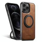 For iPhone 12 Pro Max Suteni G3 Oil Wax 360 Rotation Holder MagSafe Back Phone Case(Brown) - 1