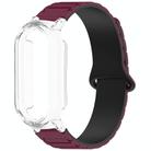 For Xiaomi Mi Band 8 / 8 NFC PC Watch Frame I-Shaped Magnetic Silicone Watch Band(Wine Red+Transparent) - 2