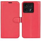 For Xiaomi 14T Litchi Texture Horizontal Flip Leather Phone Case with Holder(Red) - 1