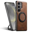For Samsung Galaxy S24+ 5G Suteni G3 Oil Wax 360 Rotation Holder MagSafe Back Phone Case(Brown) - 1