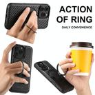 For iPhone 16 Suteni G3 Carbon Fiber Leather 360 Rotation Holder MagSafe Phone Case(Black) - 2