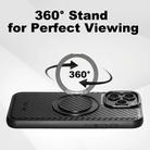 For iPhone 16 Suteni G3 Carbon Fiber Leather 360 Rotation Holder MagSafe Phone Case(Black) - 3