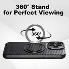 For iPhone 15 Pro Max Suteni G3 Carbon Fiber Leather 360 Rotation Holder MagSafe Phone Case(Black) - 3