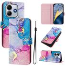 For Redmi Note 14 5G ENKAY Painted Leather Phone Case with Card Slots ＆ Holder(Pink Marble Pattern) - 1