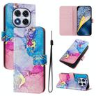 For Redmi Note 14 Pro 4G ENKAY Painted Leather Phone Case with Card Slots ＆ Holder(Pink Marble Pattern) - 1