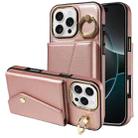 For iPhone 16 Pro Max Diagonal Crossbody Ring Organ Wallet Leather Back Phone Case(Rose Gold) - 1