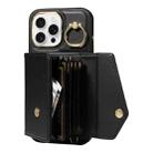 For iPhone 16 Pro Diagonal Crossbody Ring Organ Wallet Leather Back Phone Case(Black) - 3
