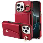 For iPhone 16 Pro Diagonal Crossbody Ring Organ Wallet Leather Back Phone Case(Wine Red) - 1