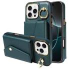 For iPhone 16 Pro Diagonal Crossbody Ring Organ Wallet Leather Back Phone Case(Dark Green) - 1