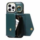 For iPhone 16 Pro Diagonal Crossbody Ring Organ Wallet Leather Back Phone Case(Dark Green) - 3