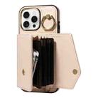 For iPhone 16 Pro Diagonal Crossbody Ring Organ Wallet Leather Back Phone Case(Beige) - 3