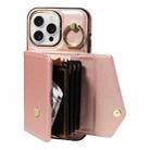 For iPhone 16 Pro Diagonal Crossbody Ring Organ Wallet Leather Back Phone Case(Rose Gold) - 3