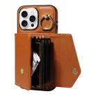 For iPhone 16 Pro Diagonal Crossbody Ring Organ Wallet Leather Back Phone Case(Brown) - 3