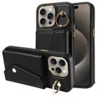 For iPhone 15 Pro Max Diagonal Crossbody Ring Organ Wallet Leather Back Phone Case(Black) - 1
