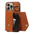 For iPhone 15 Pro Max Diagonal Crossbody Ring Organ Wallet Leather Back Phone Case(Brown) - 3