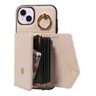 For iPhone 15 Plus Diagonal Crossbody Ring Organ Wallet Leather Back Phone Case(Beige) - 3