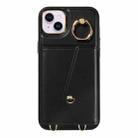 For iPhone 15 Diagonal Crossbody Ring Organ Wallet Leather Back Phone Case(Black) - 2