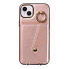 For iPhone 15 Diagonal Crossbody Ring Organ Wallet Leather Back Phone Case(Rose Gold) - 2
