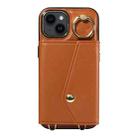 For iPhone 14 Diagonal Crossbody Ring Organ Wallet Leather Back Phone Case(Brown) - 2