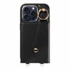 For iPhone 14 Pro Diagonal Crossbody Ring Organ Wallet Leather Back Phone Case(Black) - 2