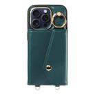 For iPhone 14 Pro Diagonal Crossbody Ring Organ Wallet Leather Back Phone Case(Dark Green) - 2