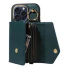 For iPhone 14 Pro Diagonal Crossbody Ring Organ Wallet Leather Back Phone Case(Dark Green) - 3