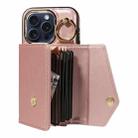 For iPhone 14 Pro Diagonal Crossbody Ring Organ Wallet Leather Back Phone Case(Rose Gold) - 3