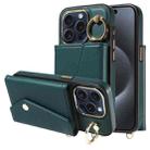 For iPhone 13 Pro Max Diagonal Crossbody Ring Organ Wallet Leather Back Phone Case(Dark Green) - 1