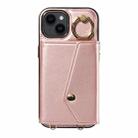 For iPhone 13 Diagonal Crossbody Ring Organ Wallet Leather Back Phone Case(Rose Gold) - 2