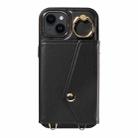 For iPhone 12 Diagonal Crossbody Ring Organ Wallet Leather Back Phone Case(Black) - 2