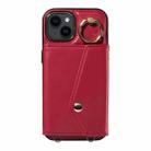 For iPhone 12 Diagonal Crossbody Ring Organ Wallet Leather Back Phone Case(Wine Red) - 2