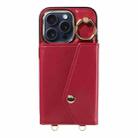 For iPhone 12 Pro Diagonal Crossbody Ring Organ Wallet Leather Back Phone Case(Wine Red) - 2