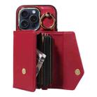 For iPhone 12 Pro Diagonal Crossbody Ring Organ Wallet Leather Back Phone Case(Wine Red) - 3