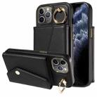 For iPhone 11 Pro Max Diagonal Crossbody Ring Organ Wallet Leather Back Phone Case(Black) - 1