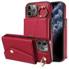 For iPhone 11 Pro Diagonal Crossbody Ring Organ Wallet Leather Back Phone Case(Wine Red) - 1