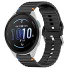 For Garmin Forerunner 165 Wavy Grain Stitched 20mm Silicone Watch Band(Black) - 1