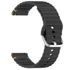 For Garmin Forerunner 165 Wavy Grain Stitched 20mm Silicone Watch Band(Black) - 3