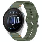 For Garmin Forerunner 165 Wavy Grain Stitched 20mm Silicone Watch Band(Army Green) - 1