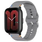 For Amazfit Active Wavy Grain Stitched 20mm Silicone Watch Band(Space Gray) - 1