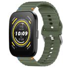 For Amazfit Bip 5 / GTR 4 Wavy Grain Stitched 22mm Silicone Watch Band(Army Green) - 1