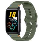 For Honor Watch ES / Magic Watch 2 42mm Wavy Grain Stitched 20mm Silicone Watch Band(Army Green) - 1