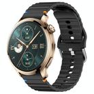 For Honor Watch 4 Pro Wavy Grain Stitched 22mm Silicone Watch Band(Black) - 1