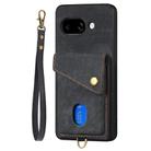 For Google Pixel 9a Retro Card Wallet Fold Leather Phone Case with Strap(Black) - 2