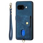 For Google Pixel 9a Retro Card Wallet Fold Leather Phone Case with Strap(Blue) - 2