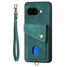 For Google Pixel 9a Retro Card Wallet Fold Leather Phone Case with Strap(Green) - 2
