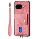 For Google Pixel 9a Retro Card Wallet Fold Leather Phone Case with Strap(Pink) - 2