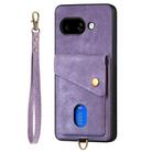 For Google Pixel 9a Retro Card Wallet Fold Leather Phone Case with Strap(Purple) - 2